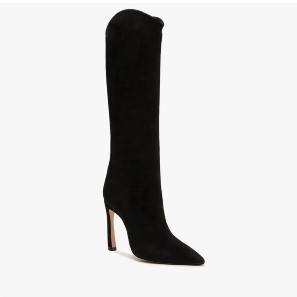 SCHUTZ Maryana Sculpt Black Suede Heeled Boots